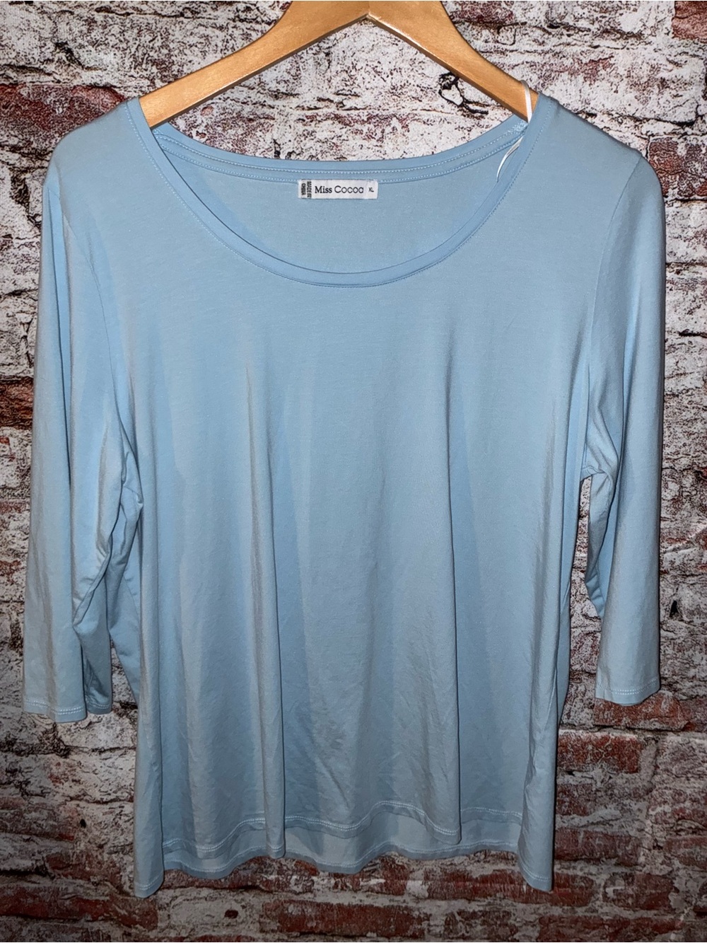 Light Blue Long Sleeve Scoop Neck Top